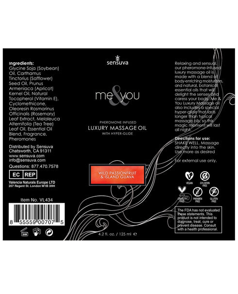 Sensuva ME & YOU Massage Oil Passion Fruit Guava